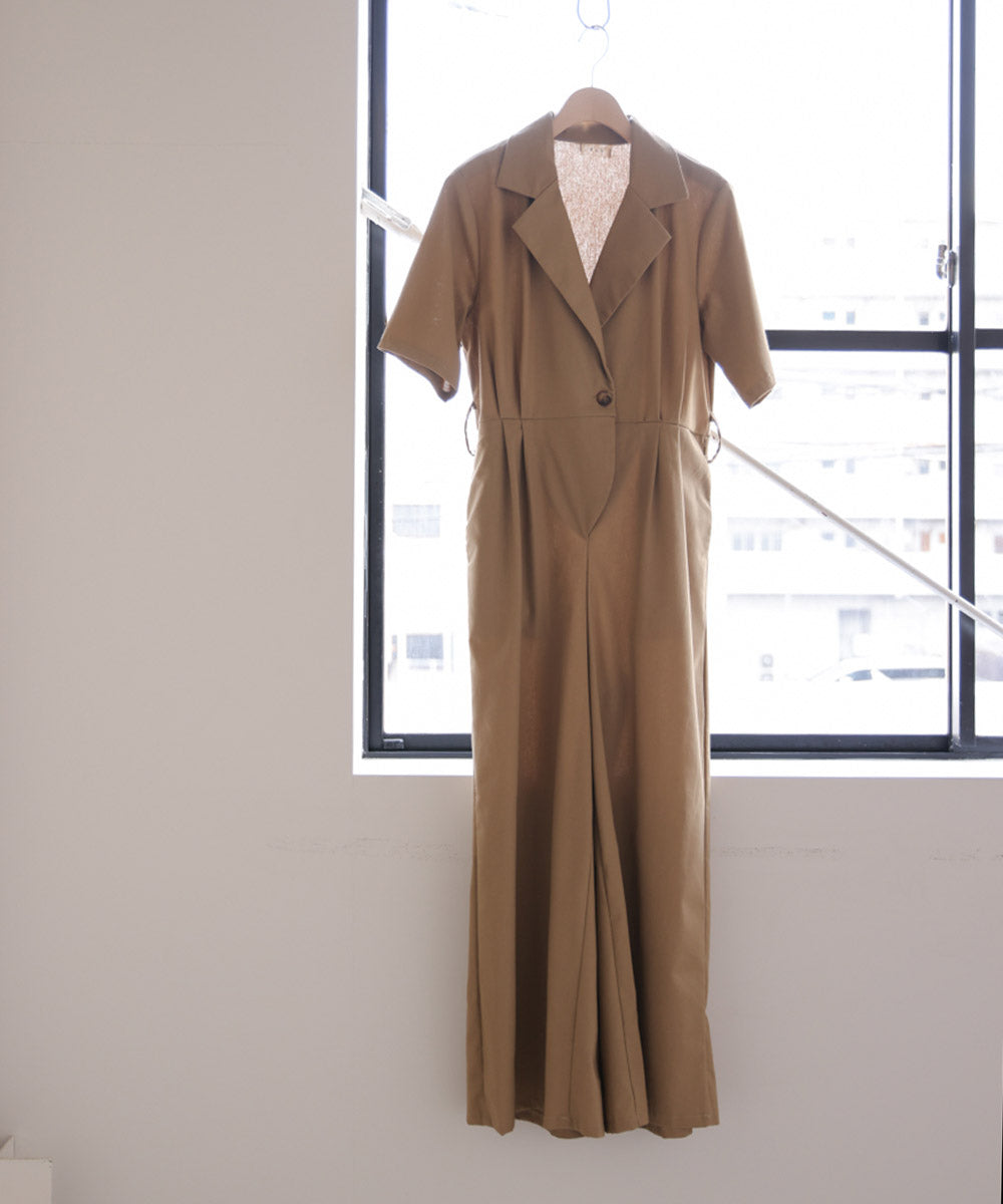 テーラードウエストリボンオールインワン