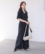 テーラードウエストリボンオールインワン