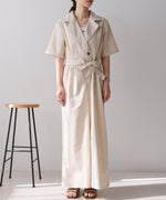 テーラードウエストリボンオールインワン