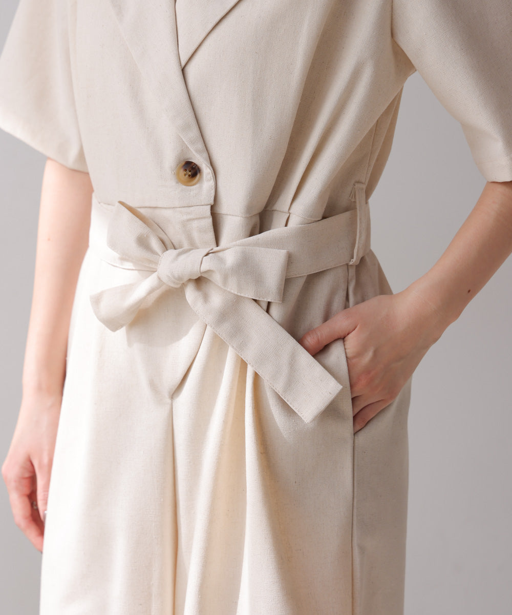 テーラードウエストリボンオールインワン