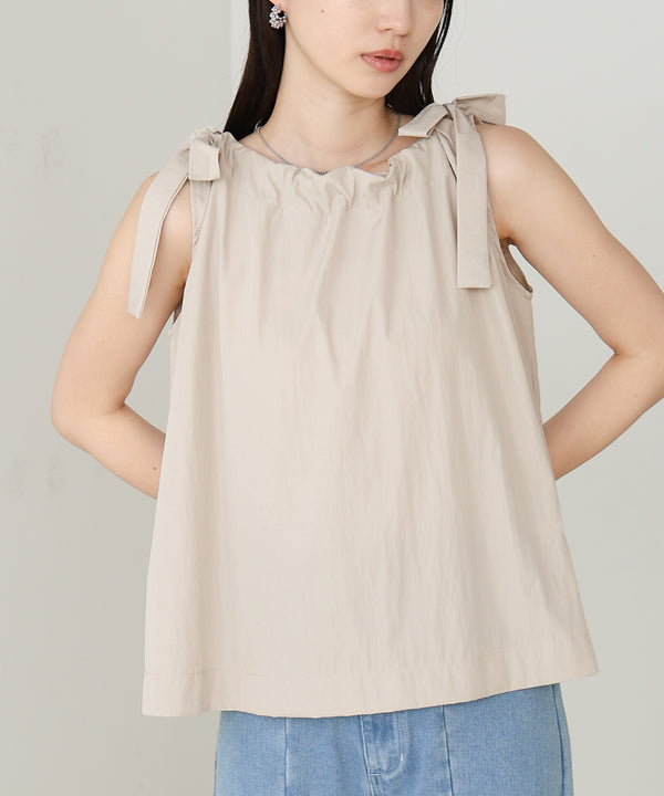 ショルダーリボンデザインブラウス