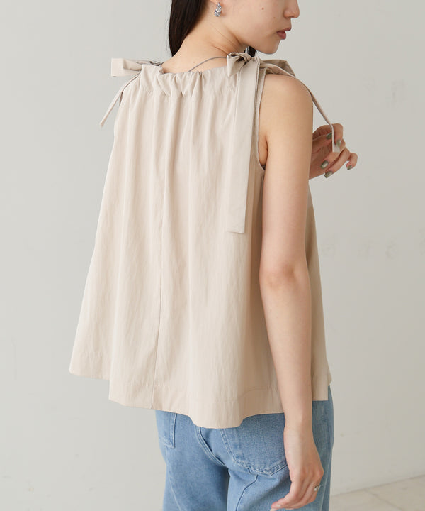 ショルダーリボンデザインブラウス