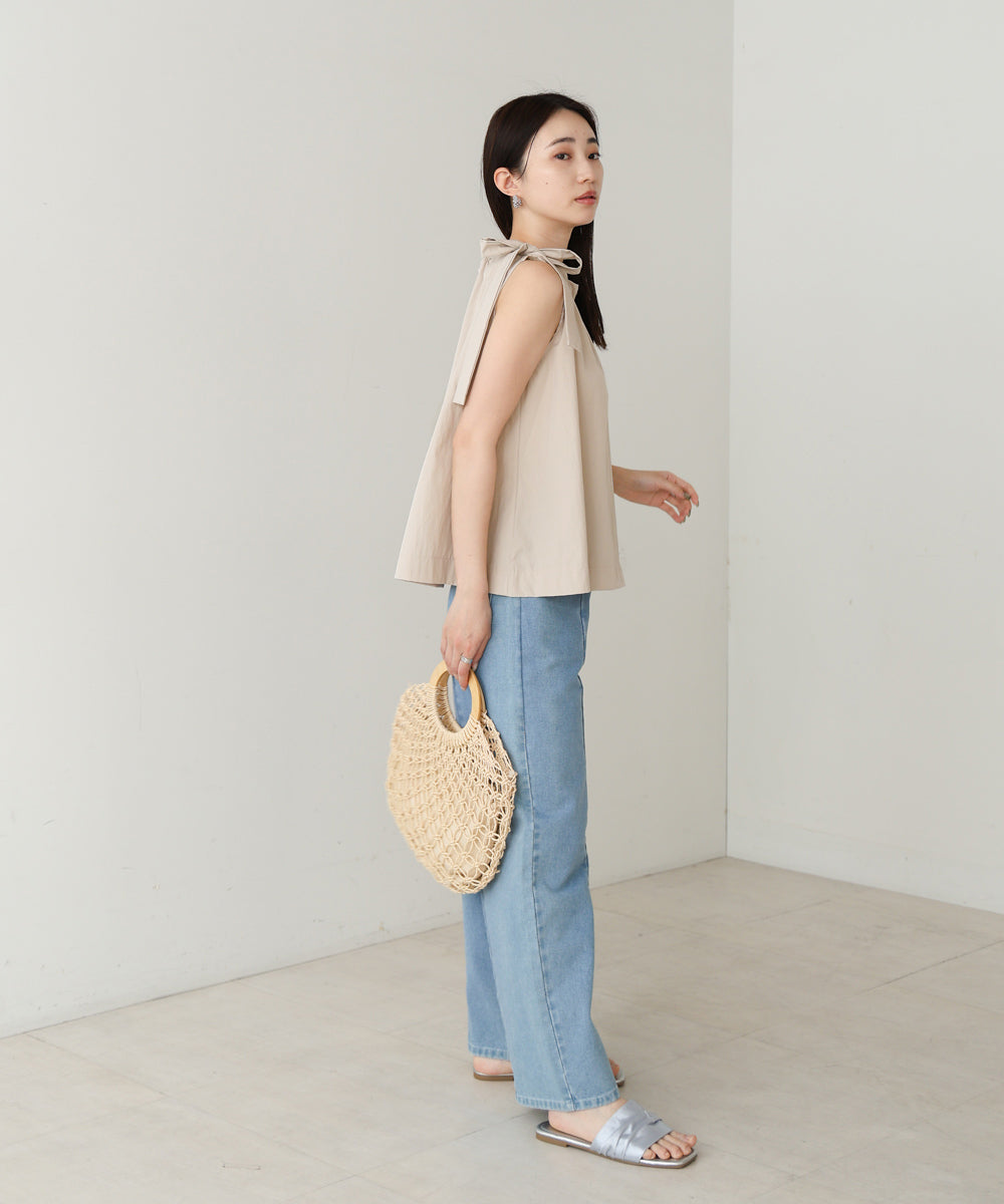 ショルダーリボンデザインブラウス