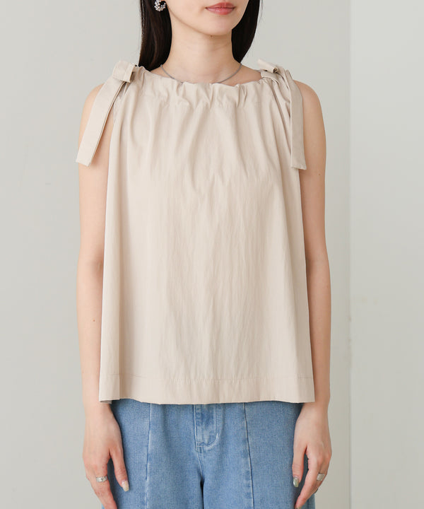 ショルダーリボンデザインブラウス