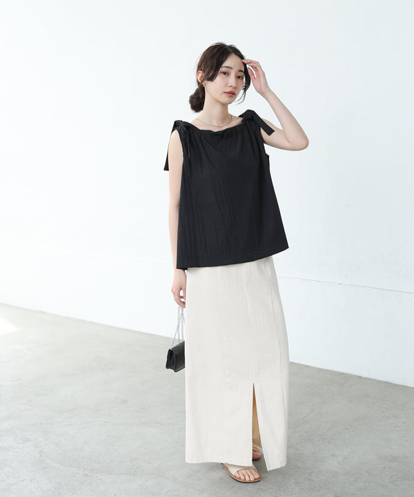 ショルダーリボンデザインブラウス