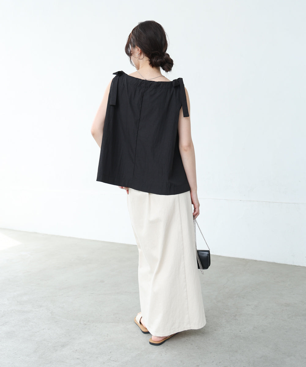ショルダーリボンデザインブラウス