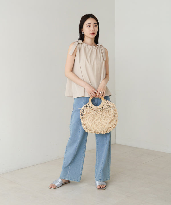 ショルダーリボンデザインブラウス