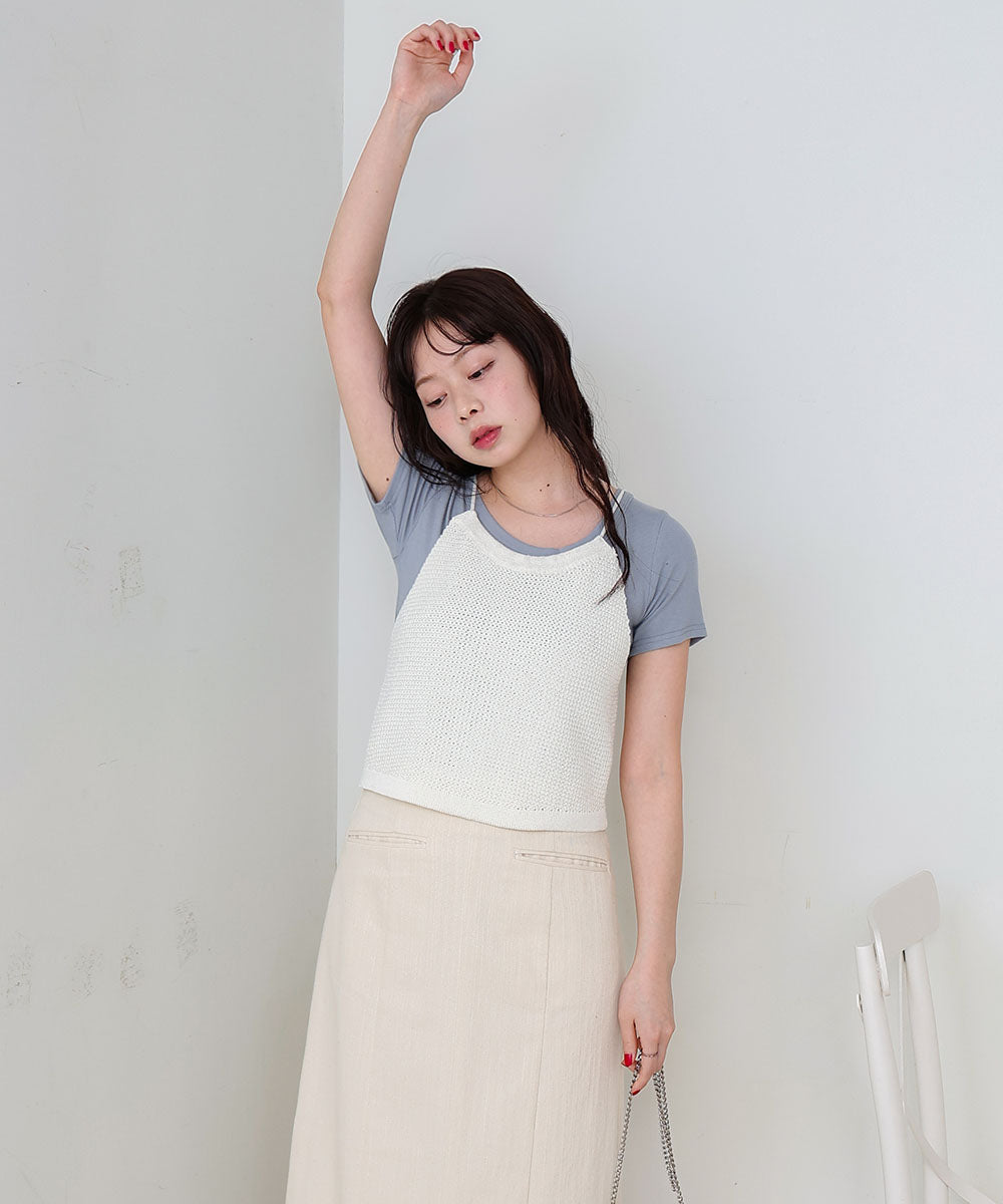 前後2WAYアメスリ リボンニットベスト