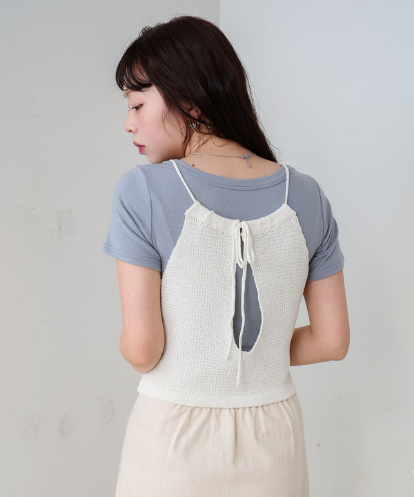 前後2WAYアメスリ リボンニットベスト