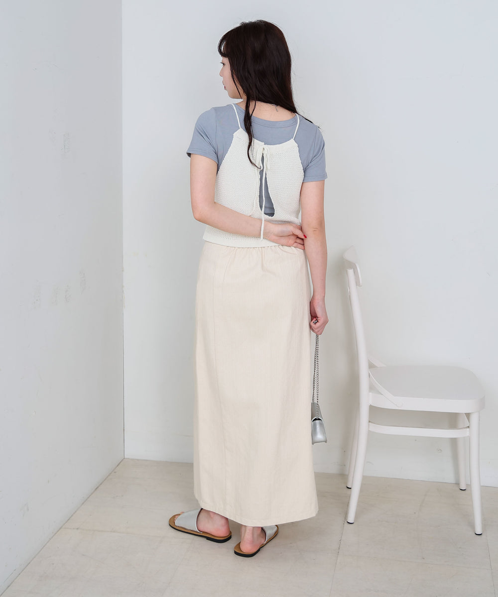 前後2WAYアメスリ リボンニットベスト