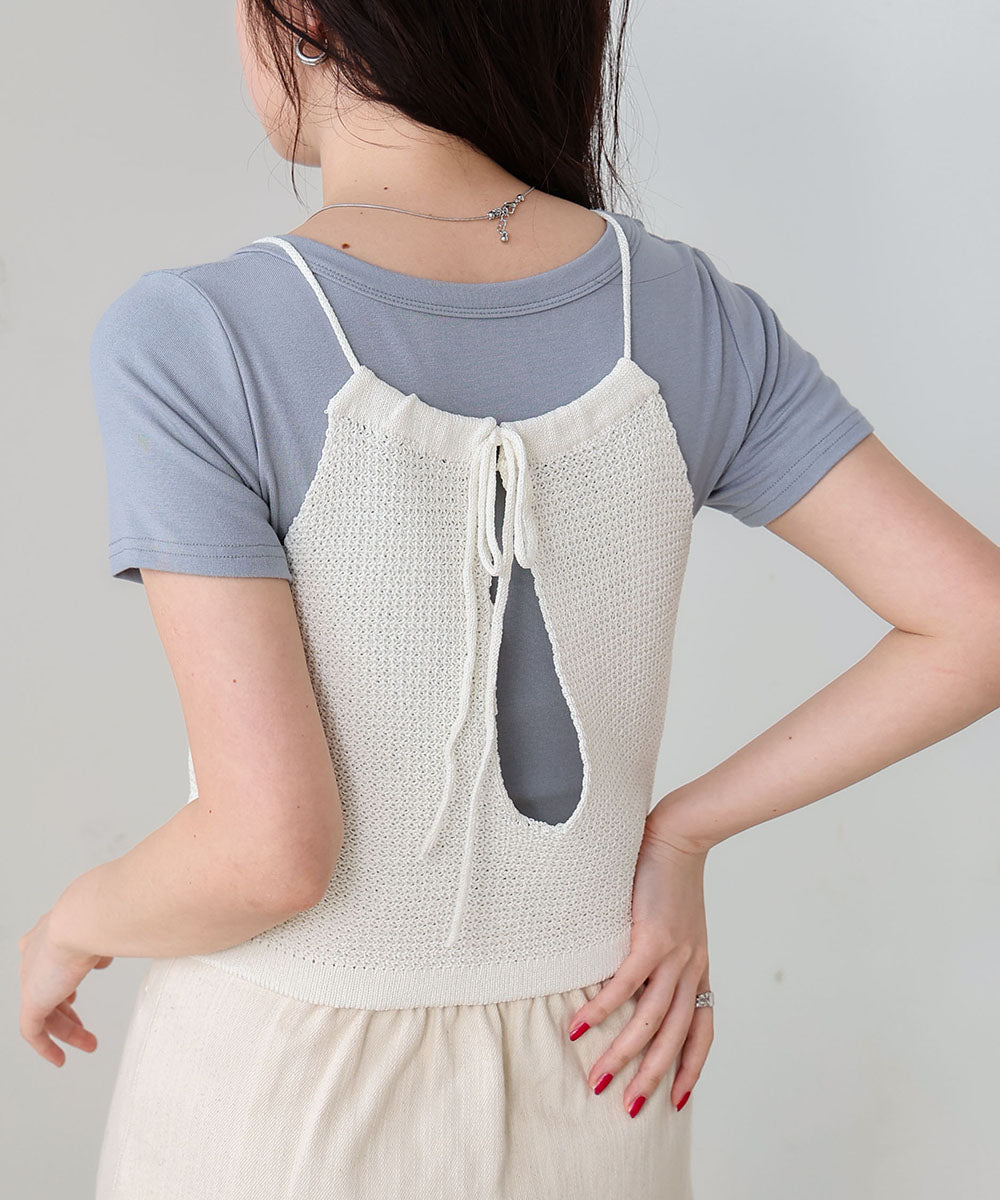 前後2WAYアメスリ リボンニットベスト