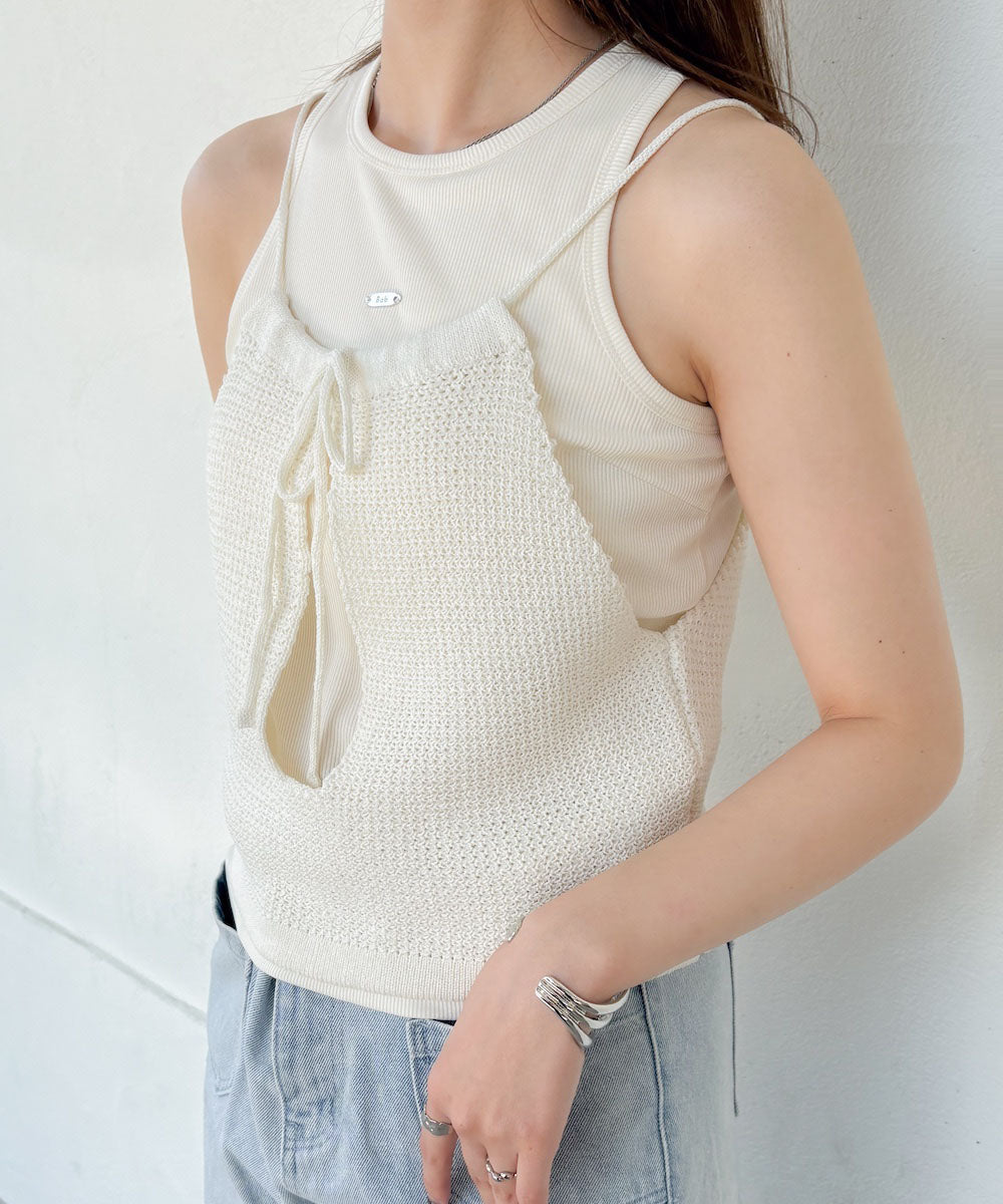 前後2WAYアメスリ リボンニットベスト