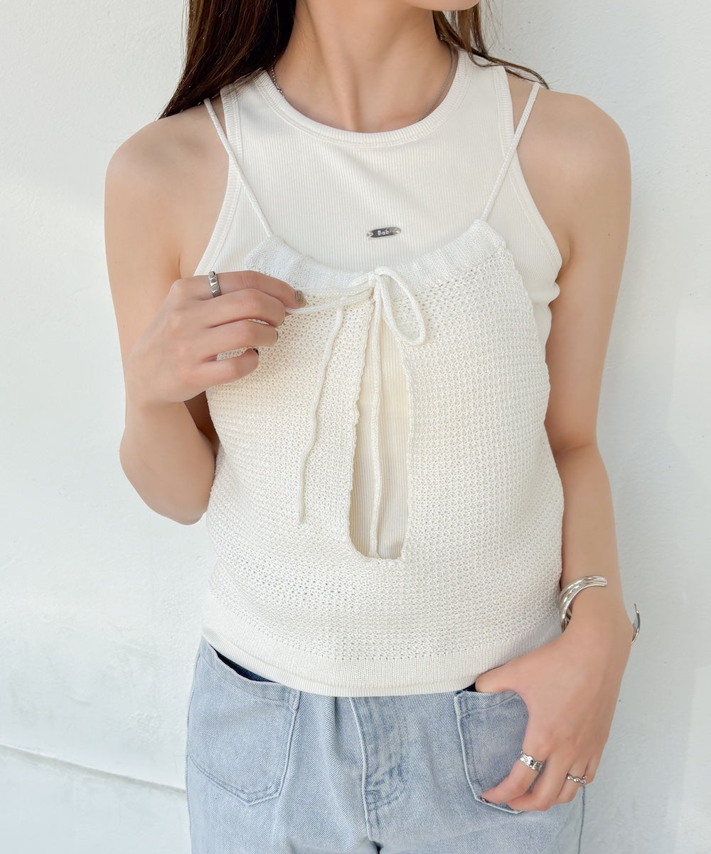 前後2WAYアメスリ リボンニットベスト