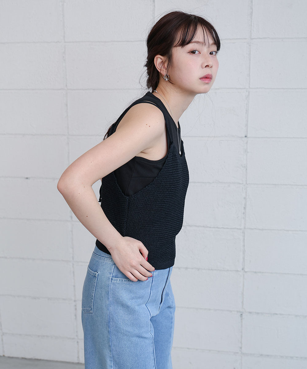 前後2WAYアメスリ リボンニットベスト