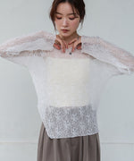 アシメヘムデザインスリットレーストップス