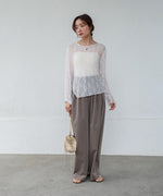 アシメヘムデザインスリットレーストップス