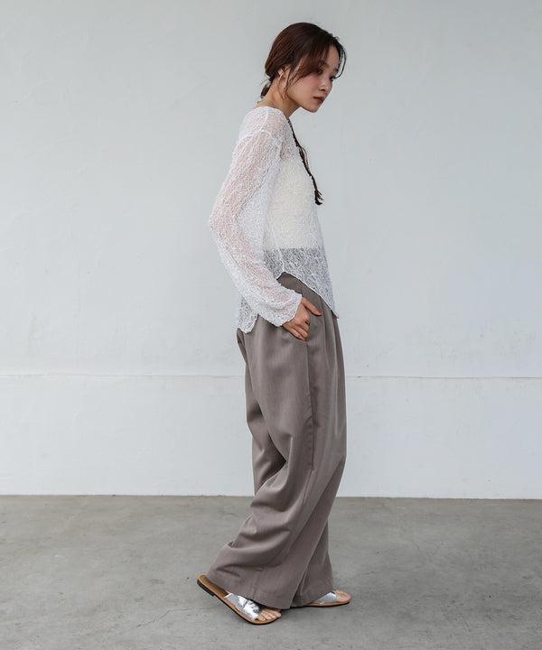 アシメヘムデザインスリットレーストップス