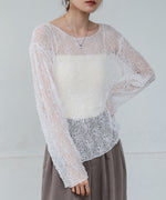 アシメヘムデザインスリットレーストップス