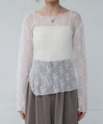 アシメヘムデザインスリットレーストップス