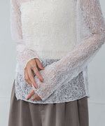 アシメヘムデザインスリットレーストップス