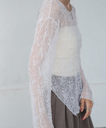 アシメヘムデザインスリットレーストップス