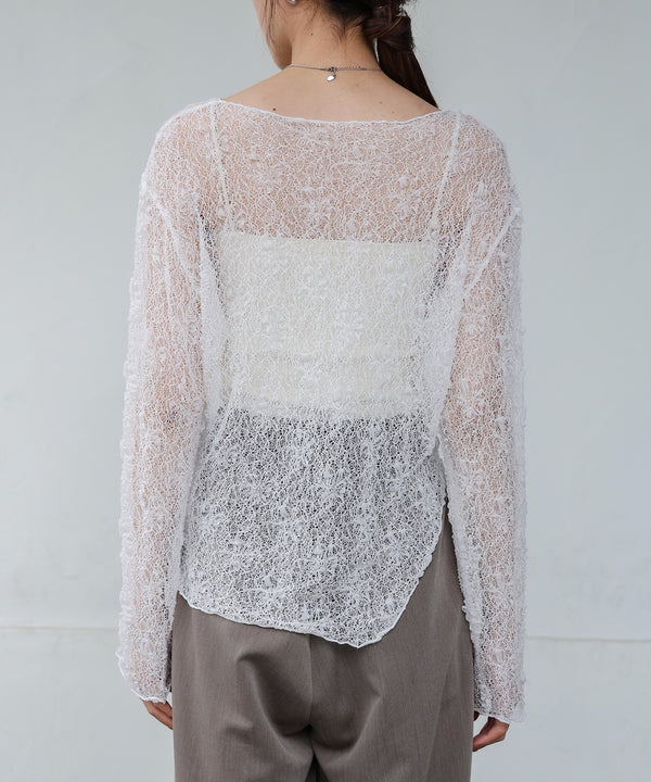 アシメヘムデザインスリットレーストップス