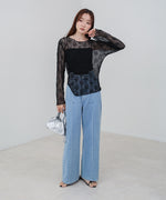 アシメヘムデザインスリットレーストップス