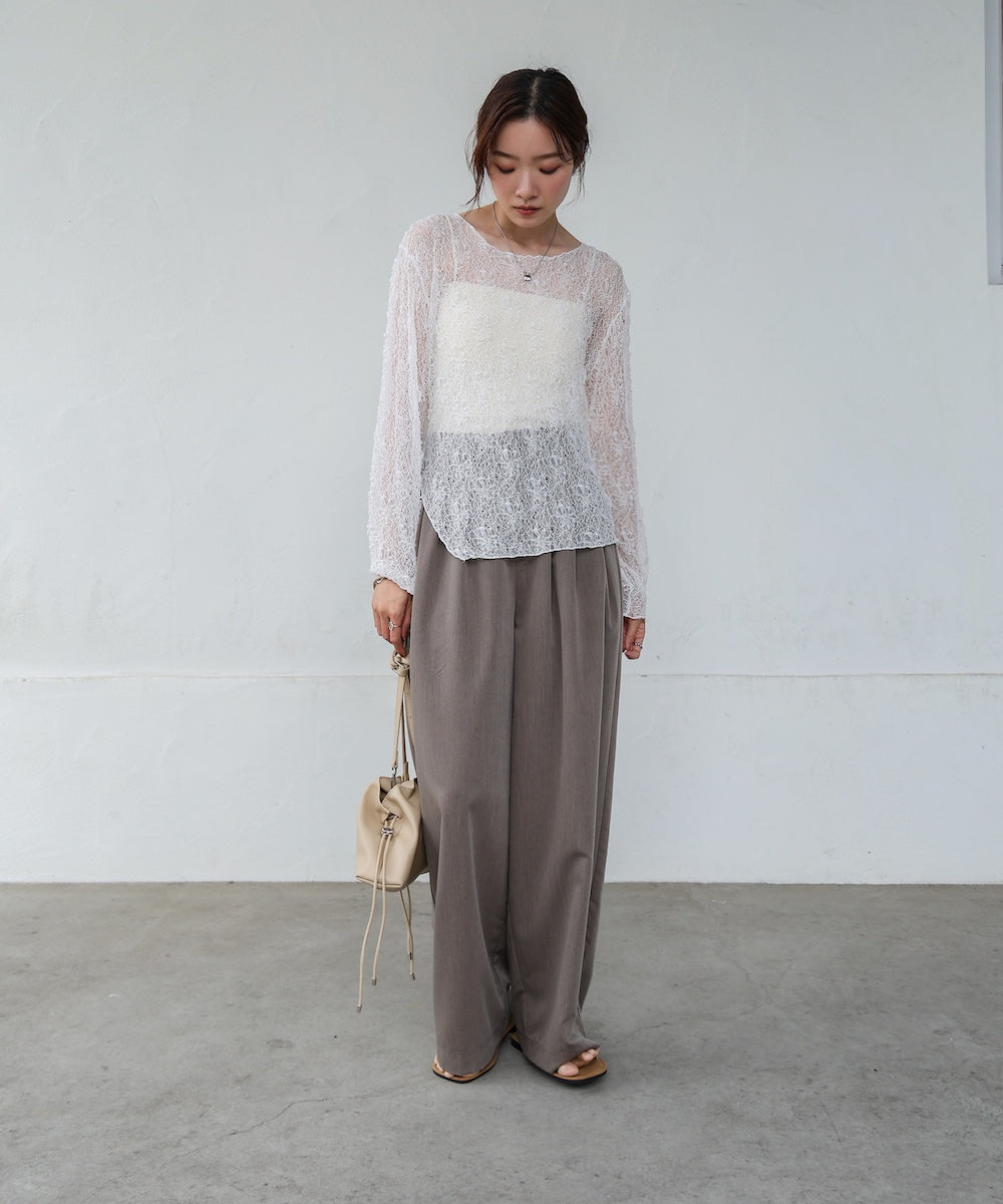 アシメヘムデザインスリットレーストップス