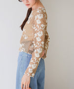 刺繍透かし編みトップス