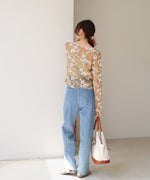 刺繍透かし編みトップス