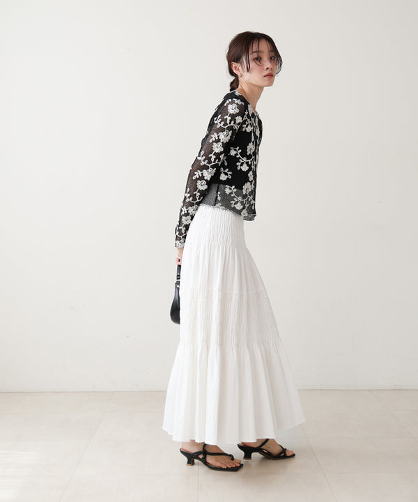 刺繍透かし編みトップス