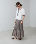 パイピングリボンブラウス