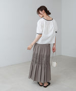 パイピングリボンブラウス