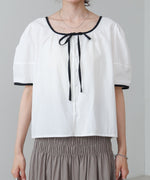 パイピングリボンブラウス