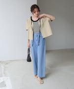 パイピングリボンブラウス