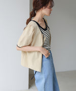 パイピングリボンブラウス