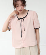 パイピングリボンブラウス