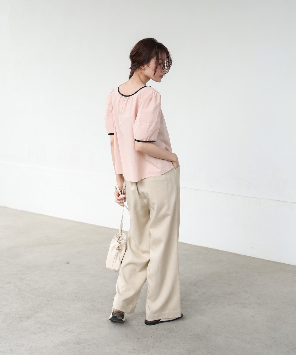 パイピングリボンブラウス