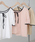 パイピングリボンブラウス