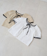 パイピングリボンブラウス