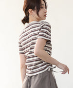 マルチボーダーサイドシャーリングＴシャツ