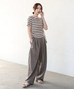 マルチボーダーサイドシャーリングＴシャツ