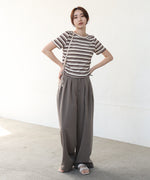 マルチボーダーサイドシャーリングＴシャツ