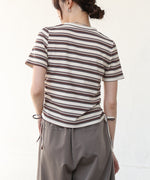 マルチボーダーサイドシャーリングＴシャツ