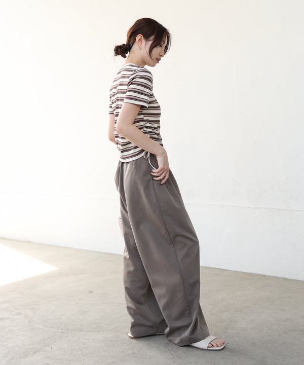 マルチボーダーサイドシャーリングＴシャツ