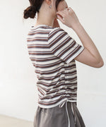 マルチボーダーサイドシャーリングＴシャツ