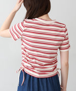 マルチボーダーサイドシャーリングＴシャツ