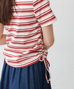 マルチボーダーサイドシャーリングＴシャツ