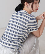 マルチボーダーサイドシャーリングＴシャツ