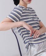 マルチボーダーサイドシャーリングＴシャツ